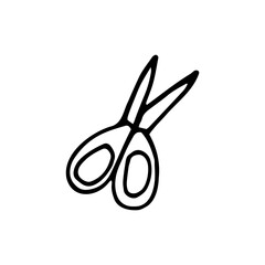 Single element of scissors in doodle. Hand drawn vector illustration for cards, posters, stickers and professional design.