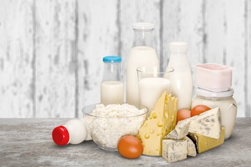 Shavuot jewish holiday celebration. Milk and cheese. Dairy products. Shavuot concept.