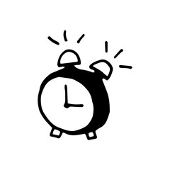 Single element of alarm clock in doodle set. Hand drawn vector illustration for cards, posters, stickers and professional design.