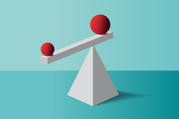 Pyramid and a sphere in perfect balance. Concept of equality and economic stability. Vector illustration