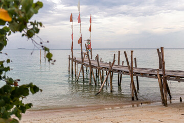 Wooden bridge spanning the sea, Koh Samet, Rayong