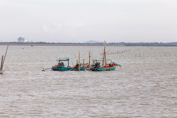 small boat for fishermen Chonlamakwithi Bridge, Chonburi
