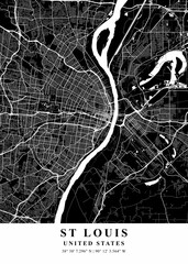 St Louis - United States Black Plane Map