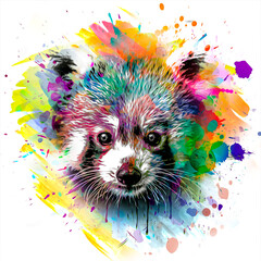 grunge background with graffiti and painted panda color art