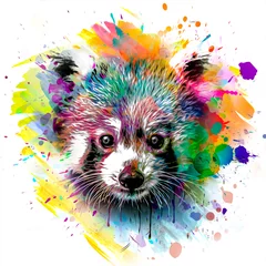 Gordijnen grunge background with graffiti and painted panda color art © reznik_val