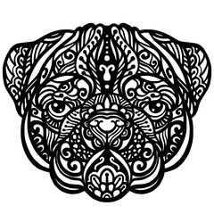 Pug Dog mandala line art