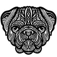 Pug Dog mandala line art