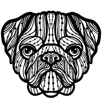 recommend clip art: Pug Dog mandala line art