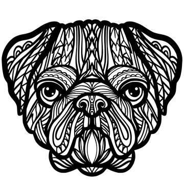 recommend clip art: Pug Dog mandala line art