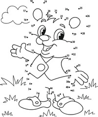 Connect the dots. Bear. Coloring page outline of the cartoon numbers game. Colorful vector illustration of educational dot to dot game for preschool children, summer coloring book for kids. 