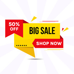 red yellow up to 50 off big sale discount offer banner