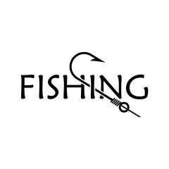 Modern fish hook logo icon isolated on white background