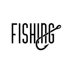 Modern fish hook logo icon isolated on white background