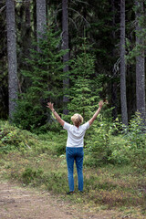 women in the forestsweden,sverige,norrland