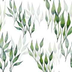 Set of watercolor floral illustrations - collection of green leaves, branches,young leaves for wedding stationery, greetings, wallpaper, fashion, background. 