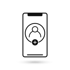 Mobile phone flat design icon with template blank with avatar sign