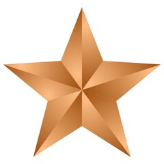 3d bronze star on a white background