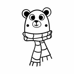 Single hand drawn bear. Doodle vector illustration for greeting cards, posters, stickers and seasonal design. Isolated on white background.