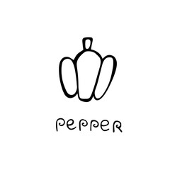 Hand drawn pepper food icon. Doodle vector illustration