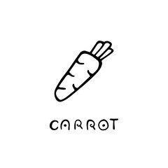 Hand drawn carrot food icon. Doodle vector illustration