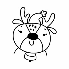 Single hand drawn deer. Doodle vector illustration for greeting cards, posters, stickers and seasonal design. Isolated on white background.