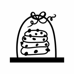 Single hand drawn New Year and Christmas cookie jar. Doodle vector illustration for winter greeting cards, posters, stickers and seasonal design.