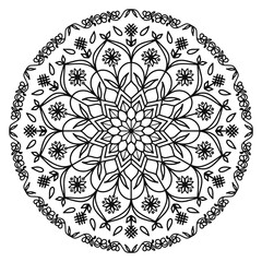 Outline ethnic mandala isolated on a white background. Folk ornament for anti-stress coloring pages