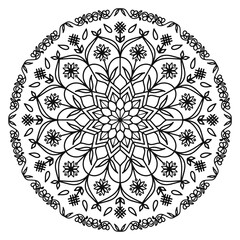 Outline ethnic mandala isolated on a white background. Folk ornament for anti-stress coloring pages