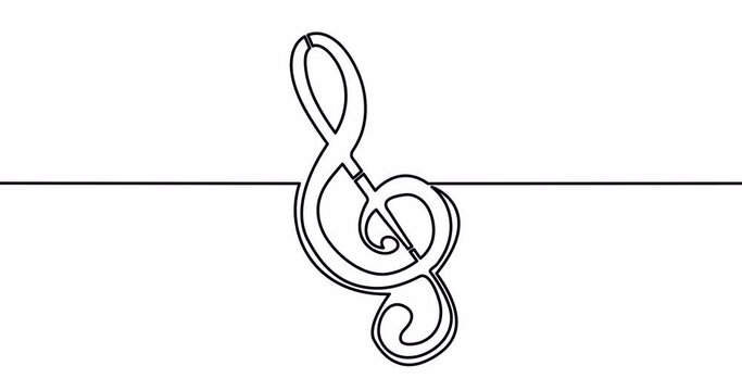 Self drawing line animation treble clef music continuous line drawn concept video