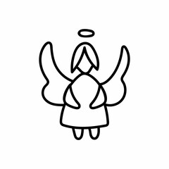 Single hand drawn New Year and Christmas angel toy. Doodle vector illustration for greeting cards, posters, stickers and seasonal design. Isolated on white background.