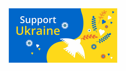 Support Ukraine banner vector flat minimal style