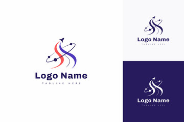 Fototapeta premium Galaxy logo vector art, space logo, rocket logo design 