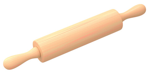 Wooden rolling pin isolated on white background