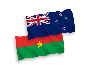 Flags of New Zealand and Burkina Faso on a white background