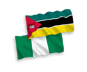 Fototapeta premium Flags of Republic of Mozambique and Nigeria on a white background
