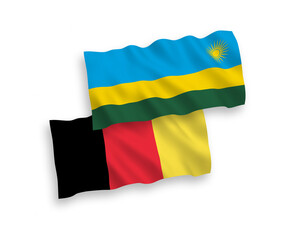 Flags of Belgium and Republic of Rwanda on a white background
