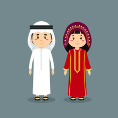Couple Character Bahrain Wearing Traditional Dress