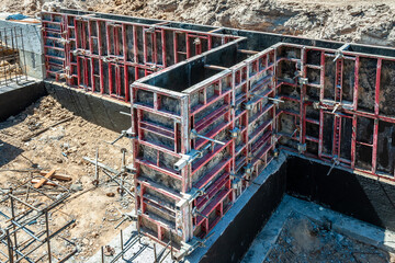 Wall formwork in residential construction.