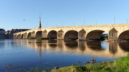 Jacques-Gabriel bridge and Loire rive in Blois city