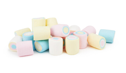 Marshmallows of different colors isolated