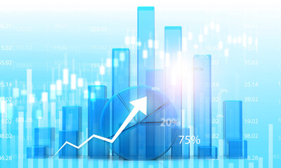 Business arrow shows stock market success. 3d illustration.