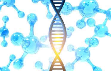 DNA molecules background. 3d illustration.