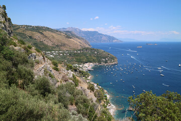 Fototapeta na wymiar View of a stretch of Mediterranean coast in the province of Naples, Italy.