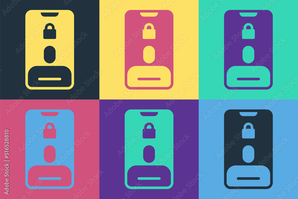 Poster pop art incoming call on mobile phone icon isolated on color background. friends call. vector
