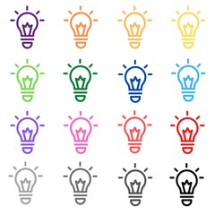 Creative Light Bulb, Mix Multi Color Icon Set