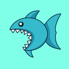 Vector premium illustration of cute shark swimming