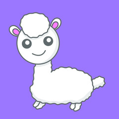 Vector illustration of premium cute lama animal walking