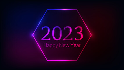 2023 Happy New Year neon background