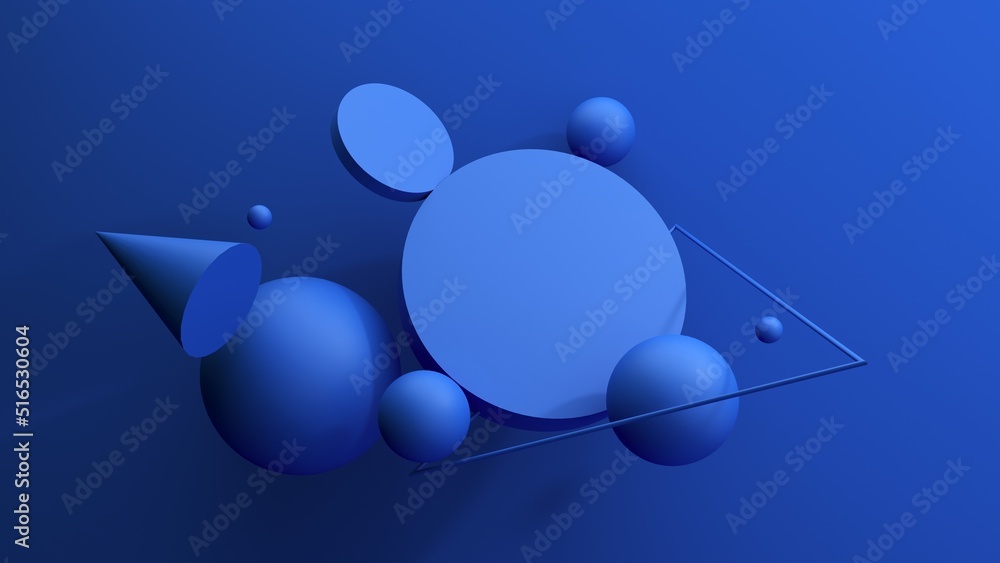 Poster abstract minimal 3d rendering, bright geometric background with cubes, objects, forms. modern backgr