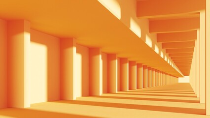 Simple, trendy architectural illustration for advertising, business, presentations, wallpapers. Architectural construction, bright building, metro, hallway in sun light - 3d, render.